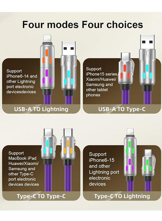 4-in-1 Fast Charging Cable – USB-A & Type-C to Lightning / Type-C