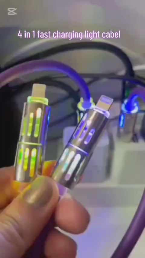 4-in-1 Fast Charging Cable – USB-A & Type-C to Lightning / Type-C