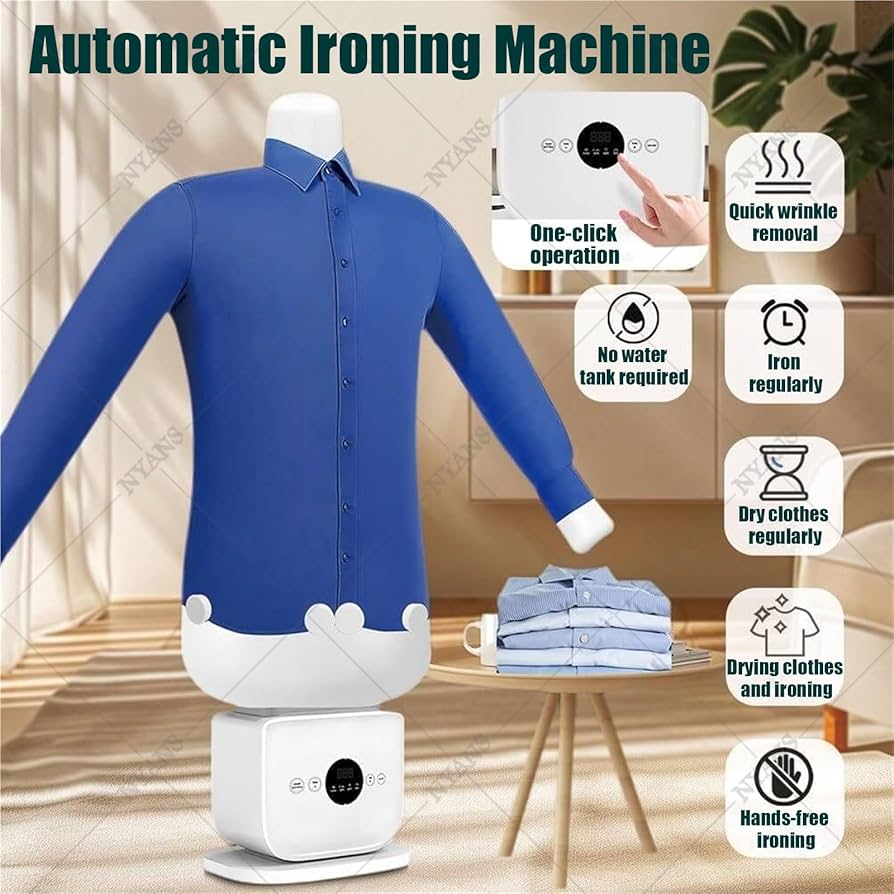 Automatic Clothes Drying & Ironing Machine – Smart Hot Air Shirt & Garment Dryer with Wrinkle Removal | Hands-Free Ironing