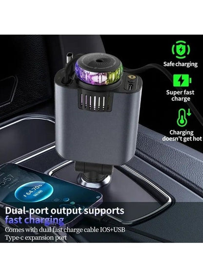 6-in-1 Aroma Starlight Car Charger – Model D1 | Fast Charging, Star Light & Perfume Diffuser