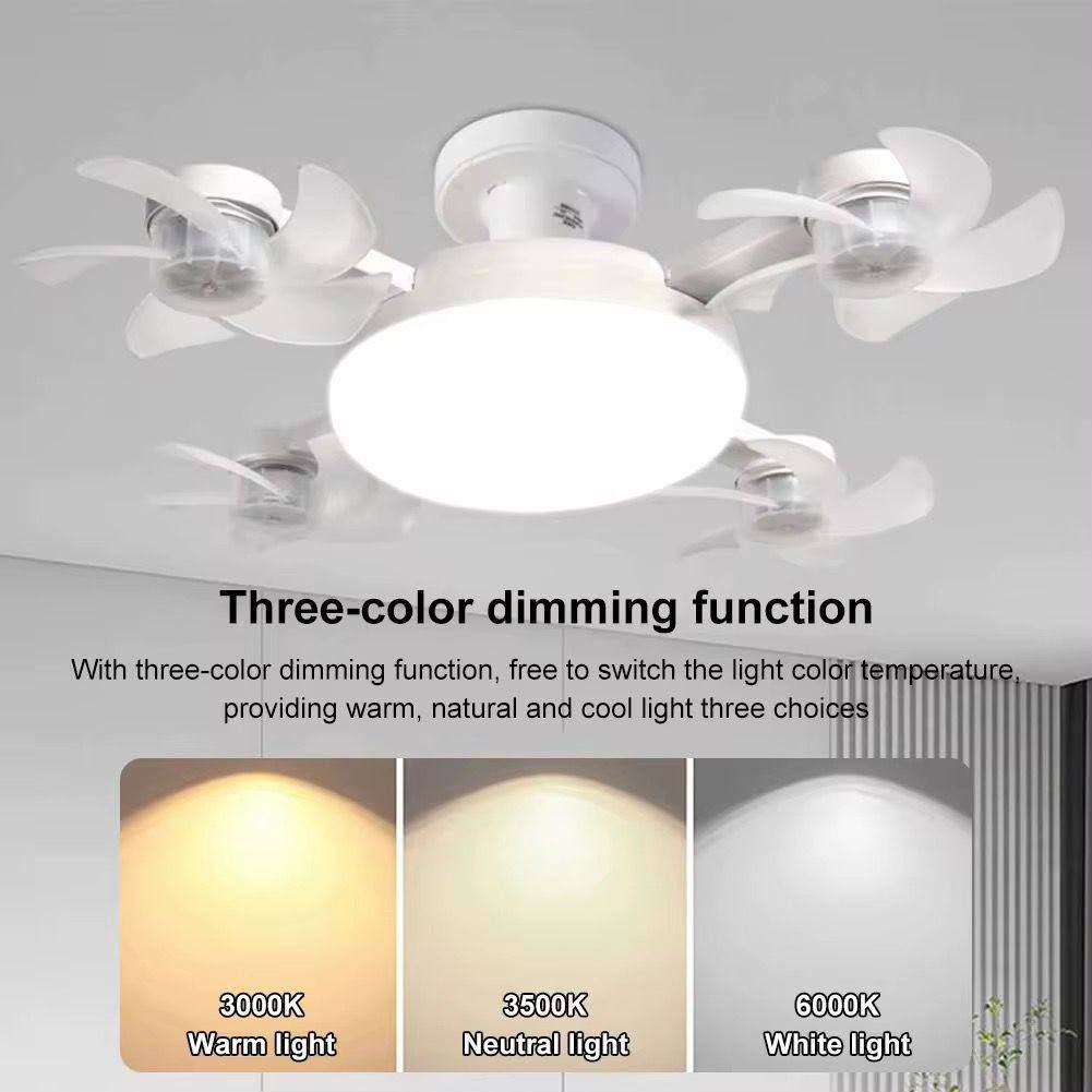 4-in-1 Ceiling Fan with LED Light & 3-Color Dimming