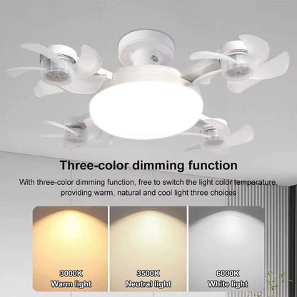 4-in-1 Ceiling Fan with LED Light & 3-Color Dimming