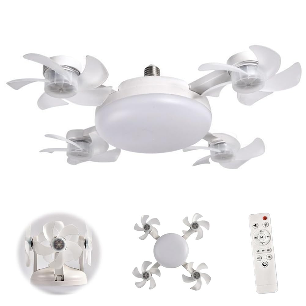 4-in-1 Ceiling Fan with LED Light & 3-Color Dimming