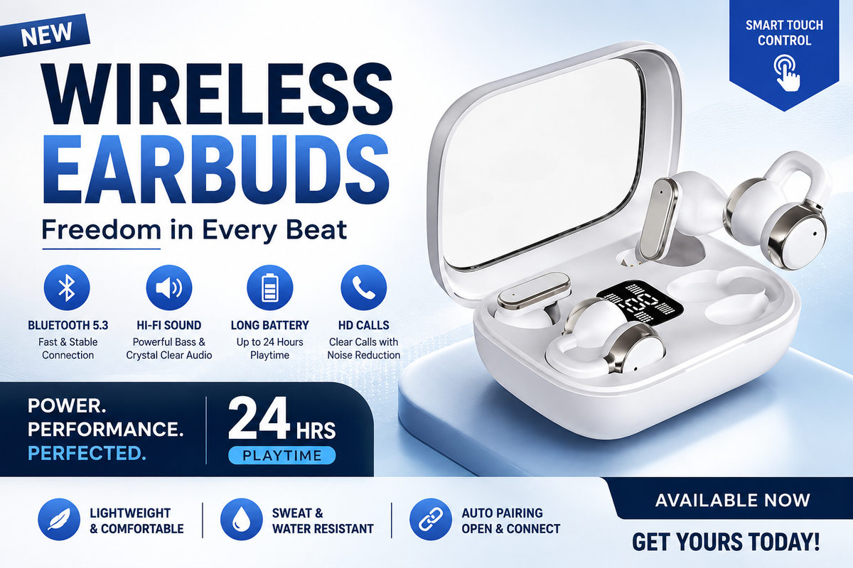 Q10 4-in-1 Wireless Earbuds – 2 Stylish Designs | Clear Sound | Long Battery | Waterproof