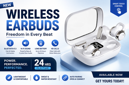 Q10 4-in-1 Wireless Earbuds – 2 Stylish Designs | Clear Sound | Long Battery | Waterproof