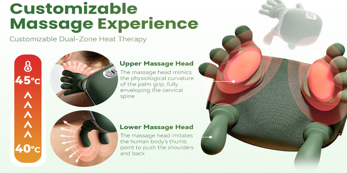4D Shiatsu Neck and Shoulder Massager with Heat, Deep Tissue Back Neck and Foot Massager Pillow, Electric Massage Cushion for Muscle Relaxation, Portable for Home Office Car