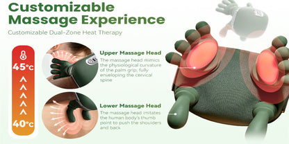 4D Shiatsu Neck and Shoulder Massager with Heat, Deep Tissue Back Neck and Foot Massager Pillow, Electric Massage Cushion for Muscle Relaxation, Portable for Home Office Car