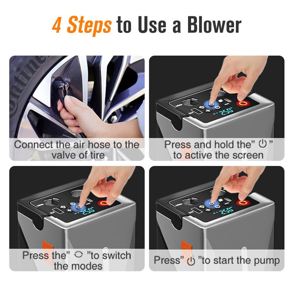 Portable Multi-Function Smart Air Compressor & Car Jump Starter – Heavy Duty Digital Tire Inflator with LED Light