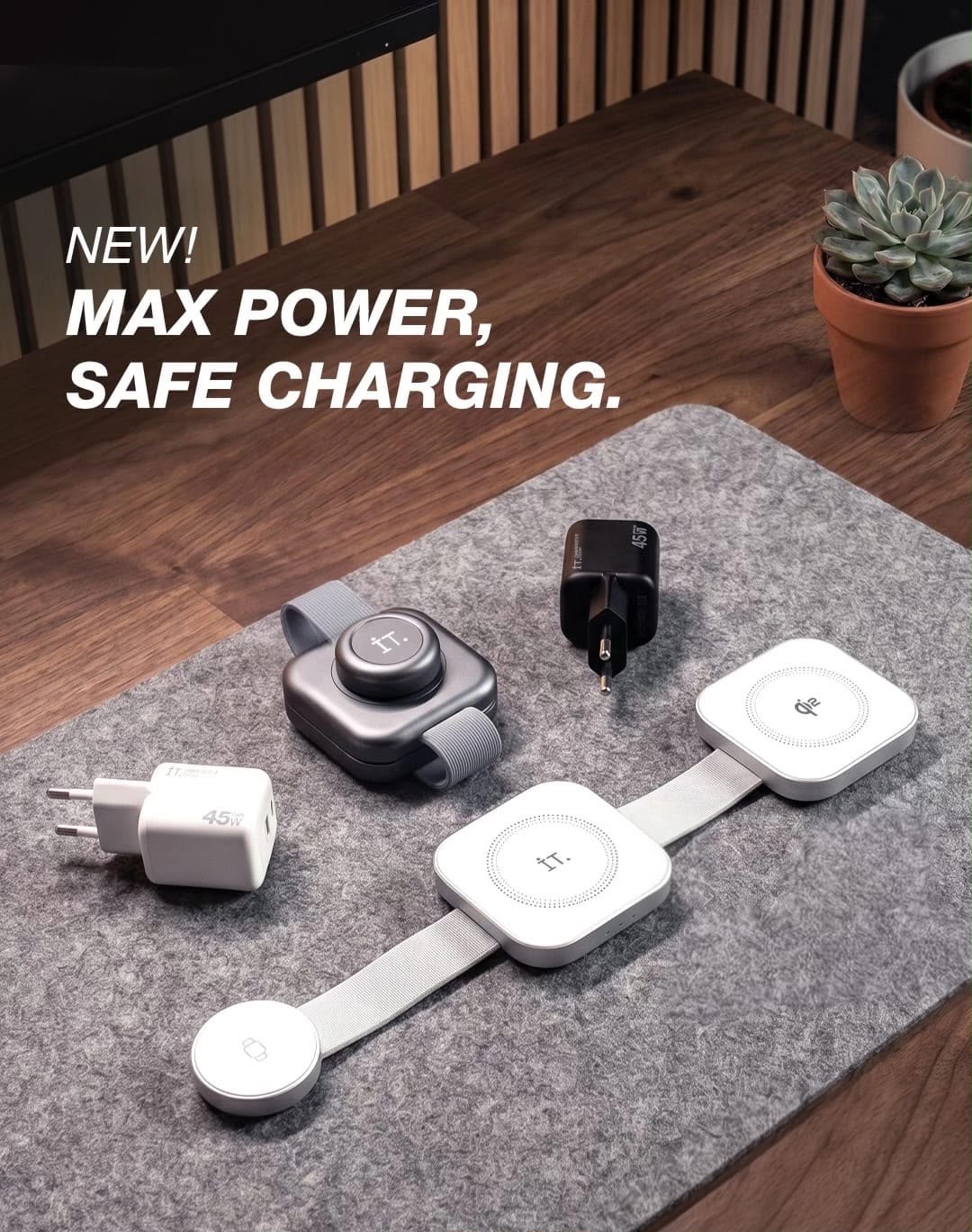 AD10 Foldable 3-in-1 Magnetic Wireless Fast Charger | 15W Phone, Earbuds & Smart Watch Charging Station