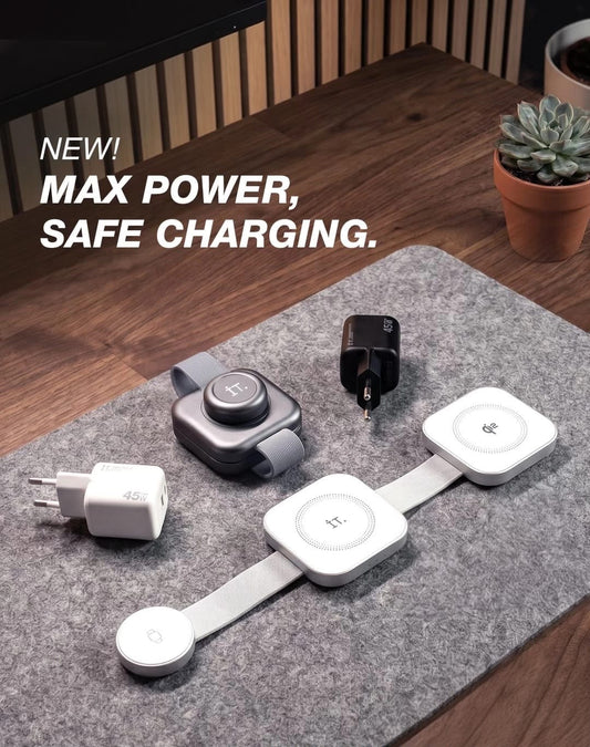 AD10 Foldable 3-in-1 Magnetic Wireless Fast Charger | 15W Phone, Earbuds & Smart Watch Charging Station