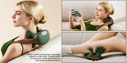 4D Shiatsu Neck and Shoulder Massager with Heat, Deep Tissue Back Neck and Foot Massager Pillow, Electric Massage Cushion for Muscle Relaxation, Portable for Home Office Car