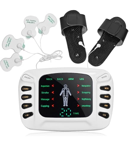 Digital EMS TENS Muscle Stimulator Therapy Massager with Foot Massage Pads & Electrode Pads – Pain Relief Device