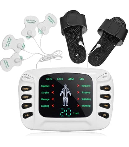 Digital EMS TENS Muscle Stimulator Therapy Massager with Foot Massage Pads & Electrode Pads – Pain Relief Device