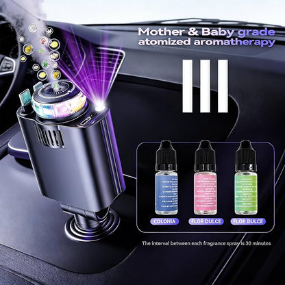 6-in-1 Aroma Starlight Car Charger – Model D1 | Fast Charging, Star Light & Perfume Diffuser