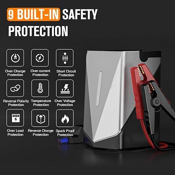 Portable Multi-Function Smart Air Compressor & Car Jump Starter – Heavy Duty Digital Tire Inflator with LED Light
