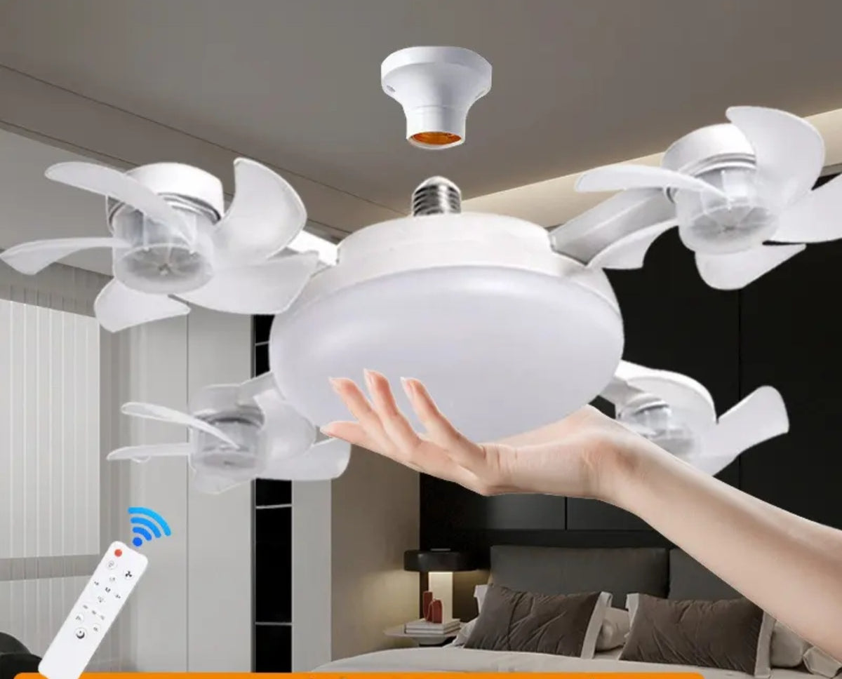 F4+ LED Socket Ceiling Fan Light with Remote Control (20 Inch