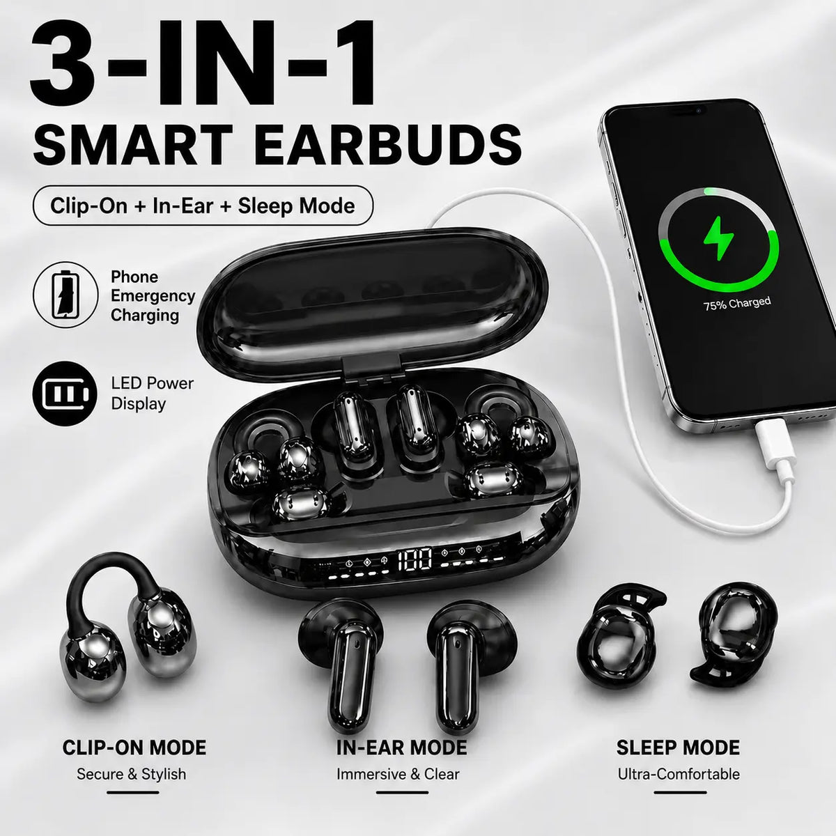 6-in-1 Wireless AirPods – Premium Sound & Stylish Design
