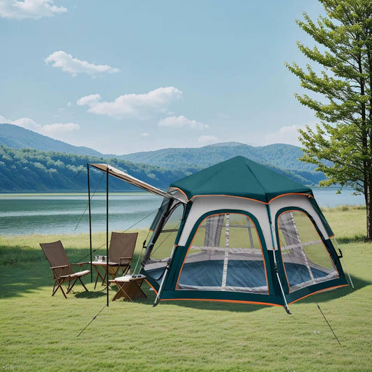 *Fully Automatic Hexagonal Camping 🎪 tent*

Size: 240x240x135CM
3-4 persons